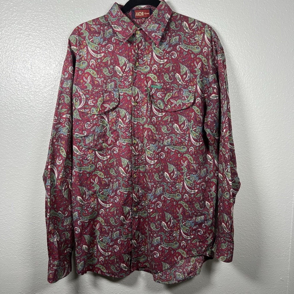 VTG AACHI Wear Multicolor Men's Long Sleeve Cotton Shirt‎ Paisley